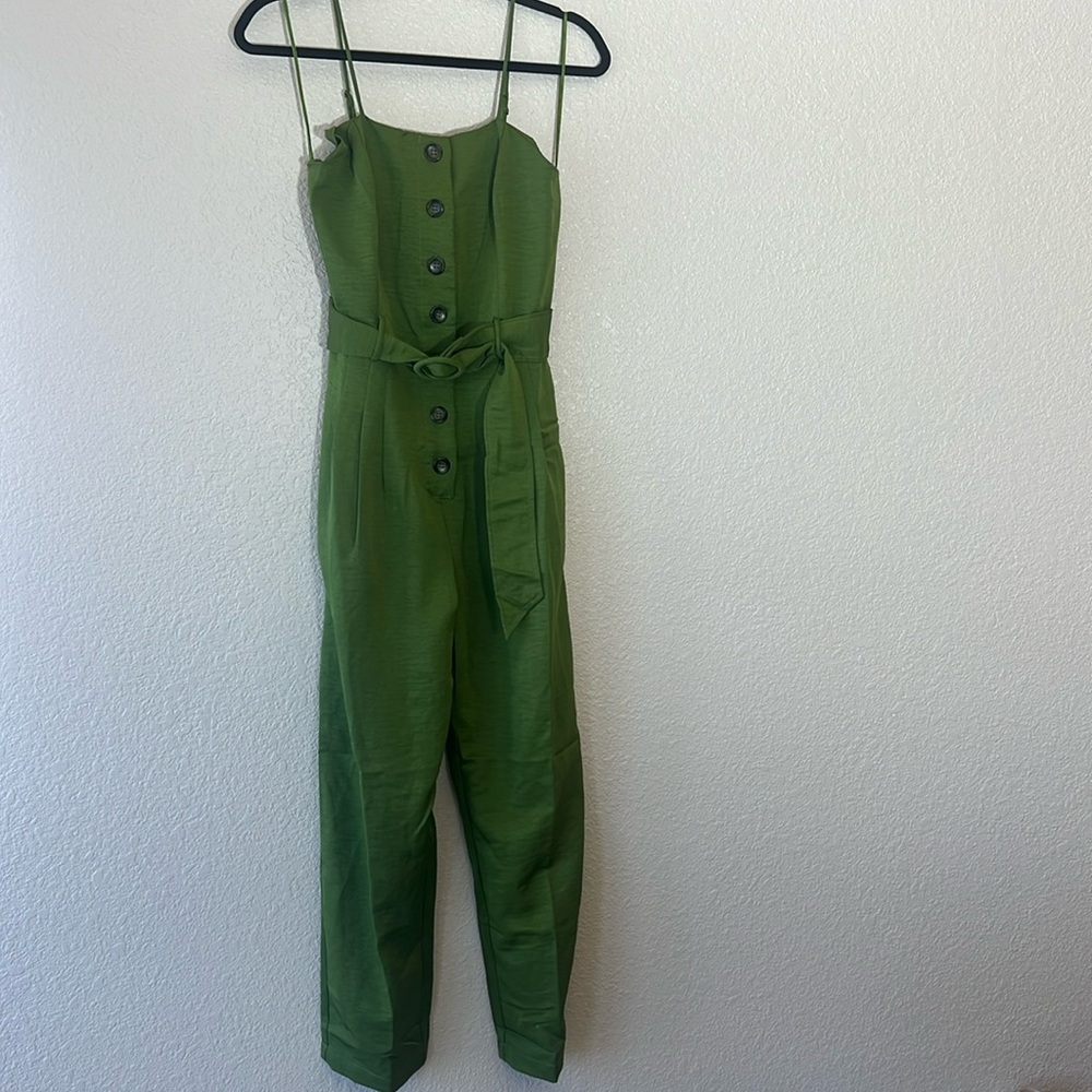 J.O.A. Moss green strapless belted jumpsuit size medium NWOT